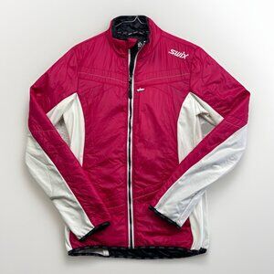 SWIX Quilted Jacket Wom M Pink Full Zip Insulated Lightweight Cross-country Ski